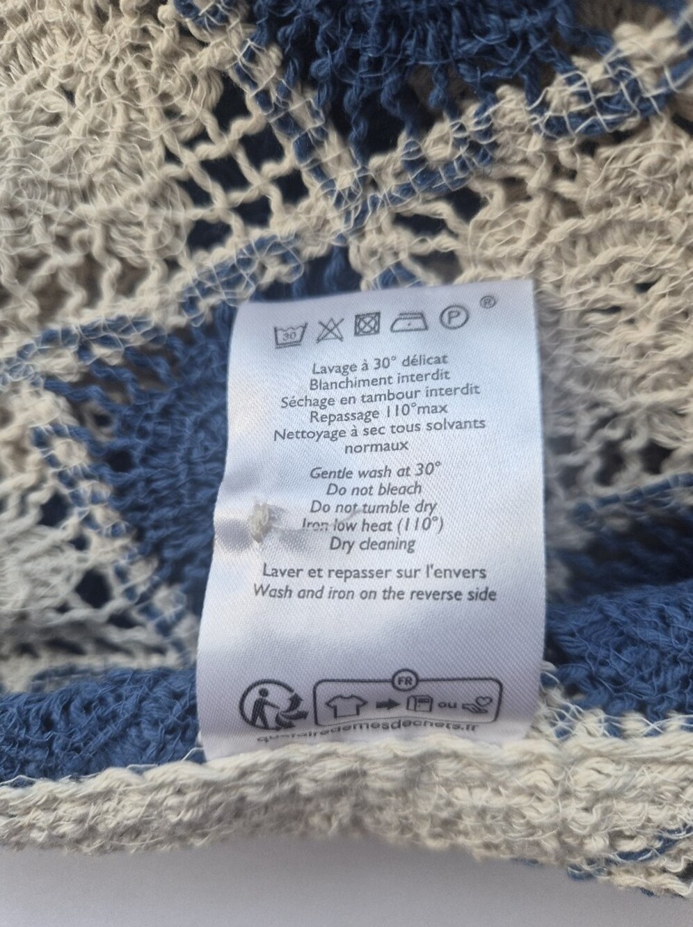 *NWT* [Sezane] Ron Top In Ecru/Blue, Size L, 100% Organic Cotton, Vest - Picture 10 of 11